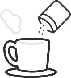 温かいお湯に溶かす